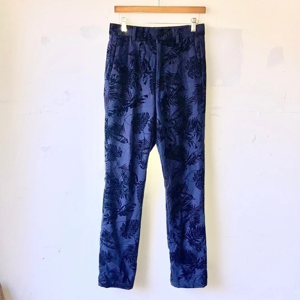 Alexander Wang Velvet Embossed Tropical Leaf Trousers
